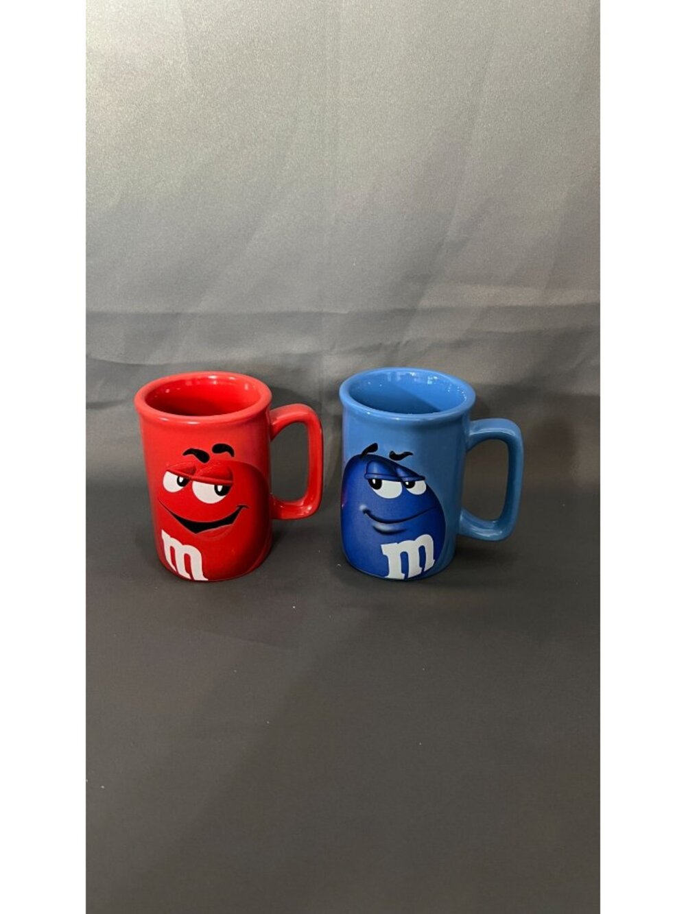M&Ms Ceramic Coffee Mug Set Red & Blue Characters 12oz Fun Collectible Kitchen G